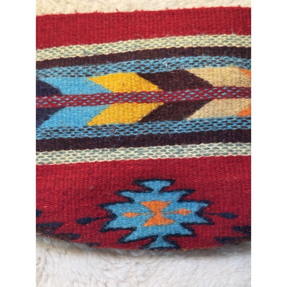 Custom quality Southwest Aztec Pattern Wool and Leather Purse Bag Large handmade - Picture 11 of 16
